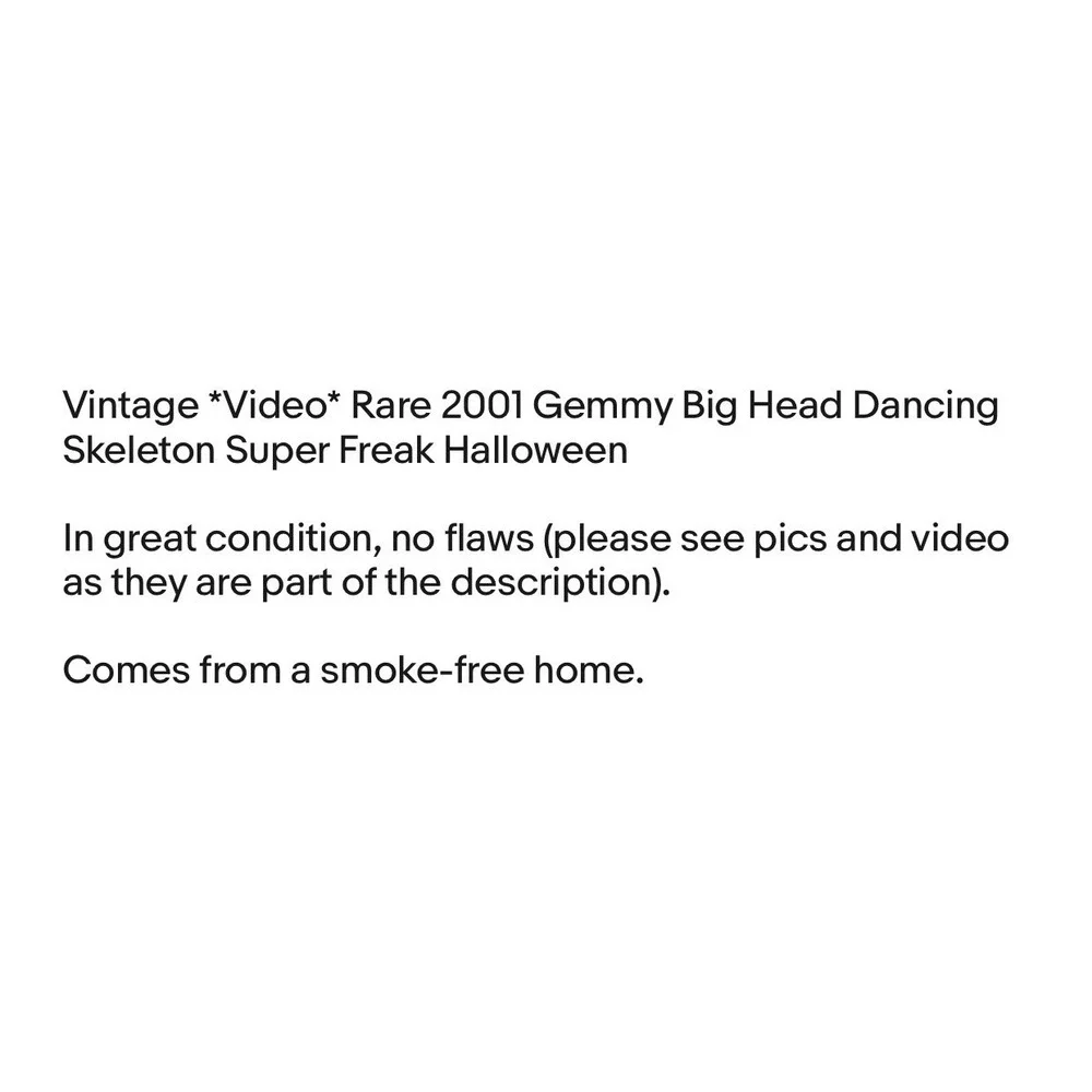 Vintage‎ *Video* Rare 2001 Gemmy Big Head Dancing Skeleton Super Freak Halloween
